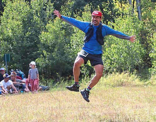 Louis Escobar of Winnipeg leaps into the air to celebrate the end of his 25-kilometre event during the Race The North Face Brandon Hills on Saturday. The fourth-year event set a new Manitoba record for the largest trail running event in provincial history with more than 400 competitors making their way through the Brandon Hills. For more on a record-breaking day at the event, see B2. (Perry Bergson/The Brandon Sun)
Sept. 9, 2023