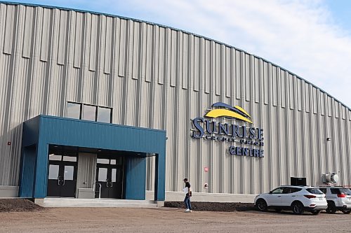 The exterior of Minnedosa’s new Sunrise Credit Union Centre on Saturday morning, hours before the facility’s grand opening ceremony was scheduled to take place. The Sunrise Credit Union Centre is meant to replace the Minnedosa District Arena, which has fallen into disrepair over the last couple decades. (Kyle Darbyson/The Brandon Sun)