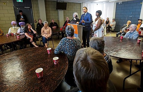 JOHN WOODS / WINNIPEG FREE PRESS
Wab Kinew, leader of NDP, talks about home care policies during a press conference at a St Boniface community centre in Winnipeg Sunday, September 10, 2023. 

Reporter: clarke