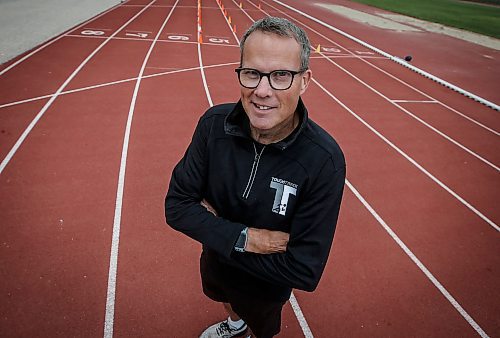 JOHN WOODS / WINNIPEG FREE PRESS
Andy Tough, coach at Tough Track running club, is photographed at a training session at the University of Manitoba in Winnipeg Sunday, September 10, 2023. 

Reporter: sawatzky