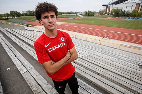 JOHN WOODS / WINNIPEG FREE PRESS
Noah Neves, a 800m runner with the Tough Track running club, is photographed at a training session at the University of Manitoba in Winnipeg Sunday, September 10, 2023. 

Reporter: sawatzky