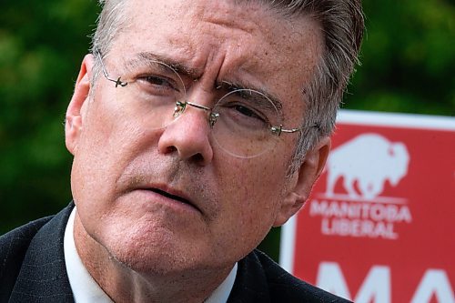 MIKE DEAL / WINNIPEG FREE PRESS
Manitoba Liberal Party Leader, Dougald Lamont, during the party&#x2019;s 2023 Campaign Launch in Parc Comm&#xe9;moratif Elz&#xe9;ar Goulet in St. Boniface, Wednesday morning.
See Danielle DaSilva story
230906 - Wednesday, September 06, 2023.