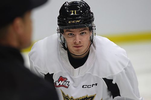 Hayden Wheddon of Stonewall is excited about a second chance to earn a roster spot in the Western Hockey League, this time in his home province with the Brandon Wheat Kings. He is shown during a skills session at Westoba Place on Monday afternoon. (Perry Bergson/The Brandon Sun)
Sept. 12, 2023