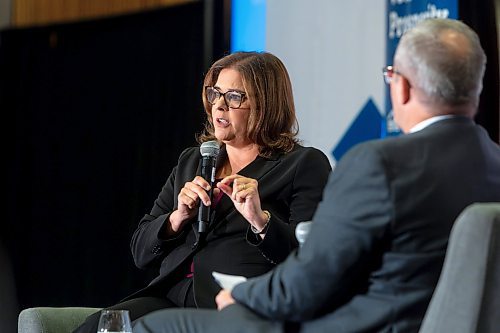 MIKE DEAL / WINNIPEG FREE PRESS
PC Leader Heather Stefanson outlines her party's action plan in a keynote to the business community and sit down for a fireside chat with Manitoba Chambers of Commerce President and CEO Chuck Davidson.
230913 - Wednesday, September 13, 2023.