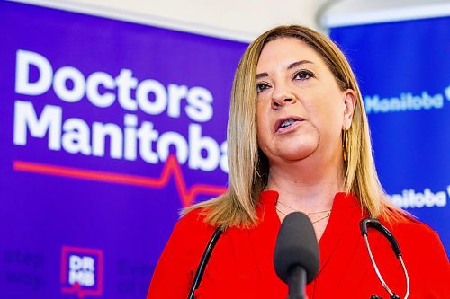MIKAELA MACKENZIE / WINNIPEG FREE PRESS
Dr. Candace Bradshaw, president of Doctors Manitoba, makes an announcement about health care administration at Tuxedo Family Medical Centre in Winnipeg on Friday, Feb. 3, 2023. For Katie story.
Winnipeg Free Press 2023.