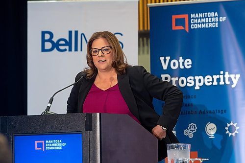 MIKE DEAL / WINNIPEG FREE PRESS
PC Leader Heather Stefanson outlines her party's action plan in a keynote to the business community and sit down for a fireside chat with Manitoba Chambers of Commerce President and CEO Chuck Davidson.
230913 - Wednesday, September 13, 2023.
