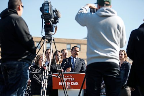 JOHN WOODS / WINNIPEG FREE PRESS
Wab Kinew, leader of the Manitoba NDP, speaks at a press conference across from the HSC in Winnipeg Sunday, September 17, 2023. 

Reporter: erik