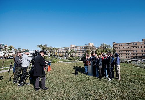 JOHN WOODS / WINNIPEG FREE PRESS
Wab Kinew, leader of the Manitoba NDP, speaks at a press conference across from the HSC in Winnipeg Sunday, September 17, 2023. 

Reporter: erik