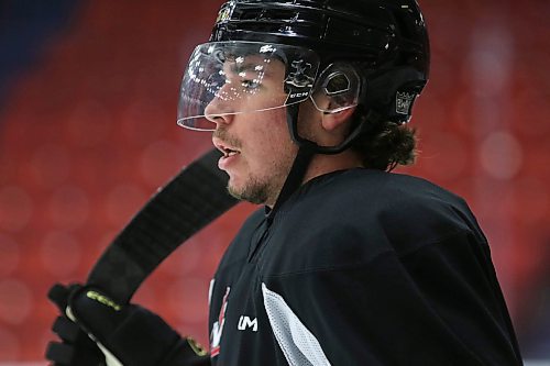 Tre Fouquette of Warman, Sask., started his Western Hockey League career with the Prince Albert Raiders, but earned a job with the Brandon Wheat Kings on a free agent tryout. He is shown at team practice at Westoba Place on Monday. (Perry Bergson/The Brandon Sun)
Sept. 18, 2023