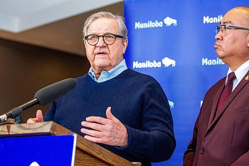 MIKAELA MACKENZIE / WINNIPEG FREE PRESS

Co-chair of the Immigration Advisory Council Lloyd Axworthy speaks at the release of the Immigration Advisory Council report at Max&#x573; Restaurant in Winnipeg on Tuesday, Feb. 14, 2023. For Carol story.

Winnipeg Free Press 2023.