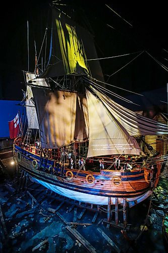 JOHN WOODS / WINNIPEG FREE PRESS
Members of the Manitoba Underground Opera perform Verdi&#x2019;s The Corsair on the Nonsuch in the Manitoba Museum in Winnipeg Tuesday, September 18, 2023. 

Reporter: small