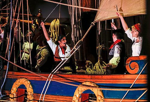 JOHN WOODS / WINNIPEG FREE PRESS
Members of the Manitoba Underground Opera perform Verdi&#x2019;s The Corsair on the Nonsuch in the Manitoba Museum in Winnipeg Tuesday, September 18, 2023. 

Reporter: small