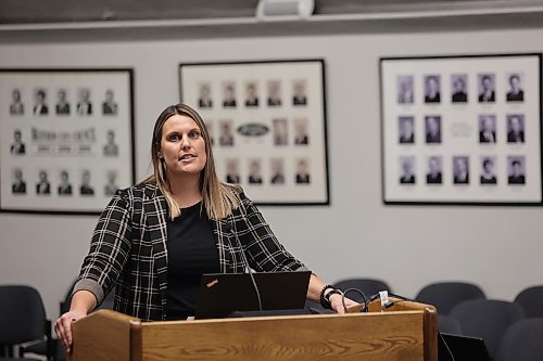 City of Brandon director of recreation Heather Reimer discusses a proposal to replace the Sportsplex's malfunctioning ice plant during Monday's Brandon City Council meeting. Council voted unanimously to pursue a detailed design for a new plant as well as some other upgrades for the ice arena. (Colin Slark/The Brandon Sun)