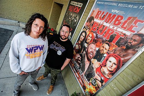 JOHN WOODS / WINNIPEG FREE PRESS
Ben Kissock, left, and Devin Bray, Winnipeg Pro Wrestling (WPW), who are holding a wrestling event, Rumble In The Burt, in October are photographed in Winnipeg Tuesday, September 19, 2023. 

Reporter: Wasney