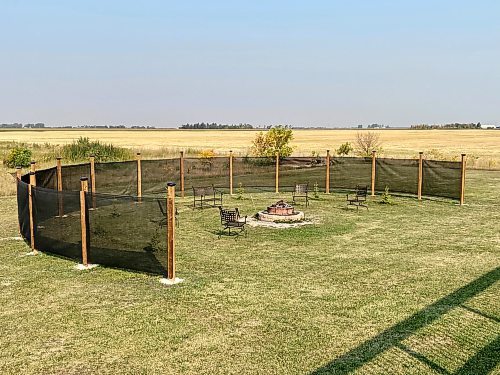 Photos by Marc LaBossiere / Winnipeg Free Press
The wind-mesh fencing quarantines the fire-pit area.