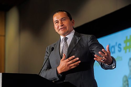 MIKE DEAL / WINNIPEG FREE PRESS
NDP leader, Wab Kinew, outlines his party's action plan in a keynote to the business community and sit down for a fireside chat with Manitoba Chambers of Commerce President and CEO Chuck Davidson.
See Gabby Piche story
230919 - Tuesday, September 19, 2023.