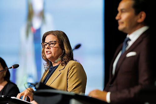 MIKE DEAL / WINNIPEG FREE PRESS
Leaders of the three main provincial parties, PC&#x2019;s Heather Stefanson, NDP&#x2019;s Web Kinew, and Liberal&#x2019;s Dougald Lamont, take part in a debate hosted by the Winnipeg Chamber of Commerce at the RBC Convention Centre Wednesday afternoon.
230920 - Wednesday, September 20, 2023.