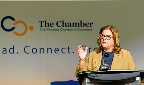 MIKE DEAL / WINNIPEG FREE PRESS
Leaders of the three main provincial parties, PC&#x2019;s Heather Stefanson, NDP&#x2019;s Web Kinew, and Liberal&#x2019;s Dougald Lamont, take part in a debate hosted by the Winnipeg Chamber of Commerce at the RBC Convention Centre Wednesday afternoon.
230920 - Wednesday, September 20, 2023.