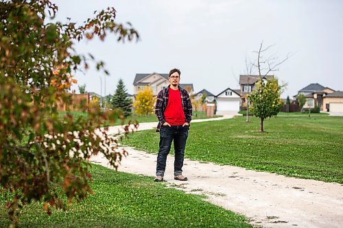 MIKAELA MACKENZIE / WINNIPEG FREE PRESS

Trevor Kirczenow, Liberal candidate for Springfield-Ritchot and a trans parent in rural Manitoba, near the Dugald Community Centre on Thursday, Sept. 21, 2023. Kirczenow is sharing his coming-of-age story as a warning to the PCs to scrap popular anti-trans rhetoric and the possibility of requiring teachers to inform parents if their kid comes out at school and requests different pronouns. For Maggie story.
Winnipeg Free Press 2023