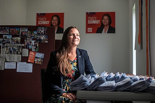 MIKAELA MACKENZIE / WINNIPEG FREE PRESS

NDP candidate Tracy Schmidt at her campaign office in Rossmere on Friday, Sept. 22, 2023. For Danielle story.
Winnipeg Free Press 2023