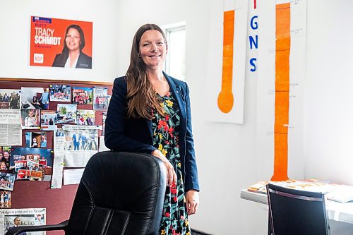 MIKAELA MACKENZIE / WINNIPEG FREE PRESS

NDP candidate Tracy Schmidt at her campaign office in Rossmere on Friday, Sept. 22, 2023. For Danielle story.
Winnipeg Free Press 2023