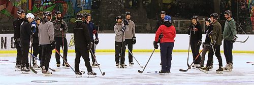 Instructor Shelley Harms, in the red jacket, outlines a drill during Hockey Brandon&#x2019;s coaches day, which held its on-ice sessions at J&amp;G Homes Arena on Sunday. It was the first edition of what the organization hopes will become an annual event that featured on-ice and off-ice instruction and a presentation by anti-racism educator Wade Houle of Dauphin. (Perry Bergson/The Brandon Sun)
Sept. 24. 2023