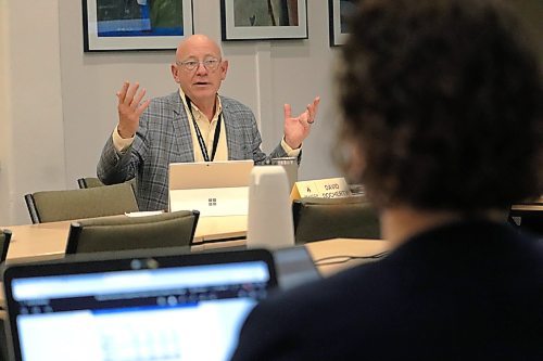 Brandon University president David Docherty used Saturday’s Board of Governors meeting to let his colleagues know about the financial challenges the school will face in balancing its 2024-25 operating budget. (Kyle Darbyson/The Brandon Sun)