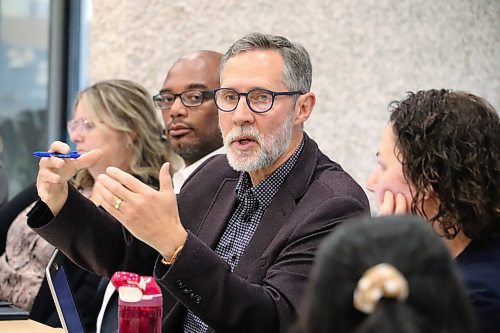 Scott Lamont, Brandon University vice-president of administration and finance, forecasts the school’s 2024-25 operating budget expectations during a Saturday morning Board of Governors meeting on campus. (Kyle Darbyson/The Brandon Sun)