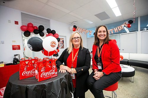 MIKAELA MACKENZIE / WINNIPEG FREE PRESS

Nina Patenaude, admin coordinator (left), and Teresa Woyna, general manager, at Coca-Cola Canada Bottling (which is celebrating its fifth anniversary) on Monday, Sept. 25, 2023. For Gabby story.
Winnipeg Free Press 2023.