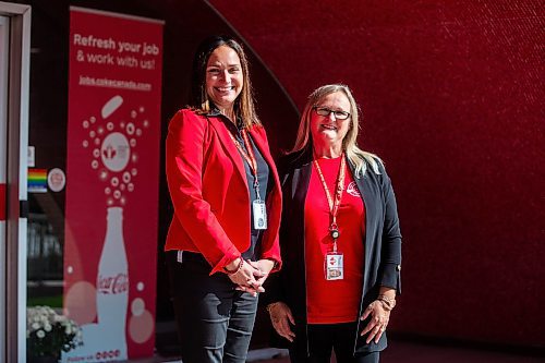 MIKAELA MACKENZIE / WINNIPEG FREE PRESS

Teresa Woyna, general manager (left), and Nina Patenaude, admin coordinator, at Coca-Cola Canada Bottling (which is celebrating its fifth anniversary) on Monday, Sept. 25, 2023. For Gabby story.
Winnipeg Free Press 2023.