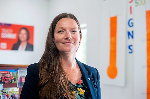 MIKAELA MACKENZIE / WINNIPEG FREE PRESS

NDP candidate Tracy Schmidt at her campaign office in Rossmere on Friday, Sept. 22, 2023. For Danielle story.
Winnipeg Free Press 2023