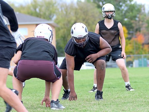 Vincent Massey's Newman Chikwado has been a force on the defensive line in just his first year playing football. (Thomas Friesen/The Brandon Sun)