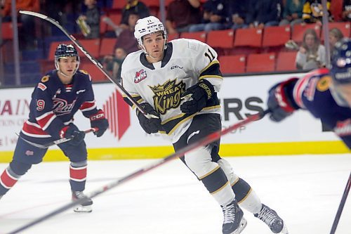 Jayden Wiens skates during his Brandon Wheat Kings debut against the Regina Pats in Western Hockey League action on Friday at Westoba Place. (Thomas Friesen/The Brandon Sun)