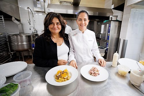 MIKE DEAL / WINNIPEG FREE PRESS
In a kitchen at the Fort Garry Hotel Tuesday afternoon while Rosanna Marziale, a Michelin-starred chef from Italy is in town for the soon to open high-end-ish eatery, Vida Cucina Italia. 
(Left) Rigatoni alla Genovese Napoletana
rigatoni, braised beef brisket and onions, Provolone del Monaco, carrot chips, extra virgin olive oil
(Right)
Vitello Tonnato
veal, basil, beet and tuna aioli, caper powder, extra virgin olive oil, greens
See Ben Sigurdson story
230829 - Tuesday, August 29, 2023.