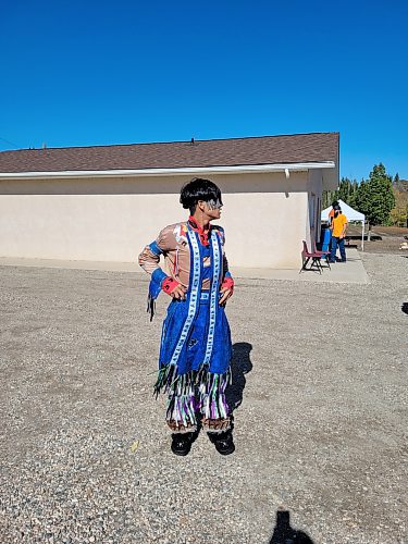 Harlum Chartrand, a 17-year-old grass dancer from Crane River First Nation, danced for students at Neepawa's Indigenous Culture Day on Sept. 29. (Miranda Leybourne/The Brandon Sun)