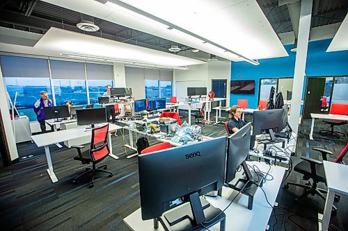 MIKAELA MACKENZIE / WINNIPEG FREE PRESS

Software developers work on agriculture autonomy projects at JCA Technologies (a large ag-tech operation) in their new space in Winnipeg on Monday, Oct. 2, 2023. For Martin Cash story.
Winnipeg Free Press 2023.