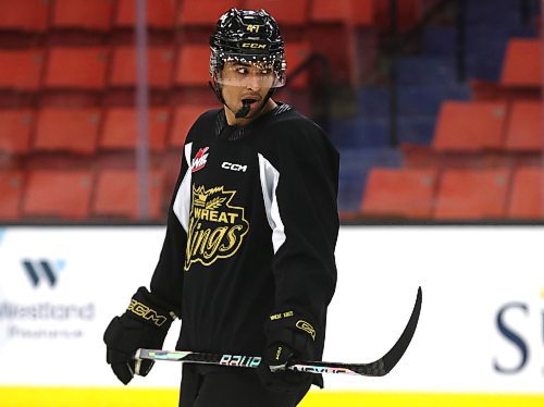 Defenceman Kayden Sadhra-Kang will get another opportunity to face his former club tonight as the Brandon Wheat Kings and Swift Current Broncos meet for the second time in five days at Westoba Place. (Perry Bergson/The Brandon Sun)
Oct. 2, 2023