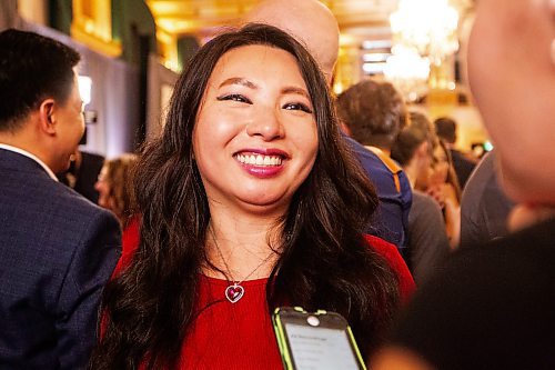 MIKAELA MACKENZIE / WINNIPEG FREE PRESS

Winning Fort Richmond candidate Jennifer Chen speaks to the Free Press at the NDP party headquarters at the Fort Garry Hotel on Tuesday, Oct. 3, 2023. For election story.
Winnipeg Free Press 2023.