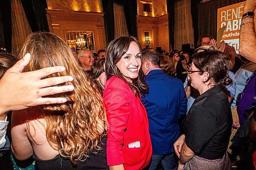 MIKAELA MACKENZIE / WINNIPEG FREE PRESS

Winning Southdale candidate Renee Cable walks into the NDP party headquarters at the Fort Garry Hotel on Tuesday, Oct. 3, 2023. For election story.
Winnipeg Free Press 2023.