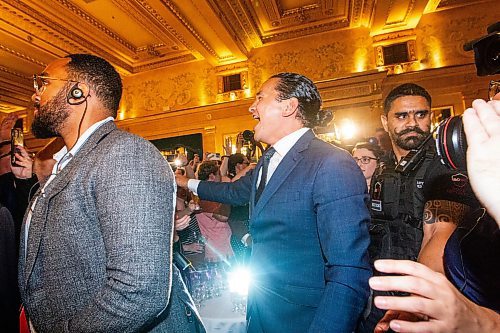 MIKAELA MACKENZIE / WINNIPEG FREE PRESS

NDP leader and new premier Wab Kinew walks into the NDP party headquarters at the Fort Garry Hotel on Tuesday, Oct. 3, 2023. For election story.
Winnipeg Free Press 2023.