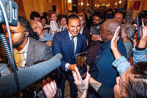 MIKAELA MACKENZIE / WINNIPEG FREE PRESS

NDP leader and new premier Wab Kinew walks into the NDP party headquarters at the Fort Garry Hotel on Tuesday, Oct. 3, 2023. For election story.
Winnipeg Free Press 2023.