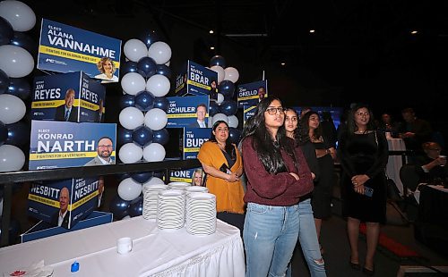 JASON HALSTEAD / WINNIPEG FREE PRESS

Tory supporters watch poll results come in on Oct. 3, 2023 at the Canad Inns Pembina.