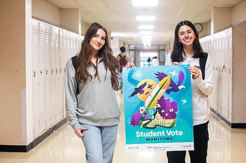 MIKAELA MACKENZIE / WINNIPEG FREE PRESS

Julia Paczkowska (left) and Nina Ginter, who participated in CIVIX&#x573; Student Vote, at Kelvin High School on Wednesday, Oct. 4, 2023. For Maggie story.
Winnipeg Free Press 2023.