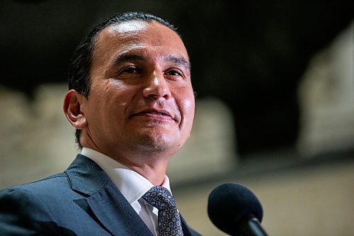 MIKAELA MACKENZIE / WINNIPEG FREE PRESS

Premier-elect Wab Kinew speaks with the media at the Manitoba Legislative Building on Wednesday, Oct. 4, 2023. For &#x2014; story.
Winnipeg Free Press 2023.