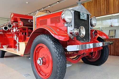 An angle shot of the front wheel and fender of the 1929 Bickle fire truck, on display in the museum at Brandon’s No. 1 Fire Hall, 120 19th Street North, on Thursday. (Michele McDougall/The Brandon Sun)