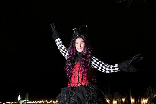 BROOK JONES / WINNIPEG FREE PRESS
Boo at the Zoo at the Assiniboine Park Zoo in Winnipeg Man., features a number of performers as well as plenty of Halloween fun. Boo at the Zoo run Oct. 6 to . 29. Pictured: Tiauni Gagnon, who goes by the stage name Tiauni Starr as part of the Street Circus, entertains the crowd as a stilt walker during opening night of Boo at the Zoo Friday, Oct. 6,. 2023.