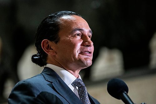 MIKAELA MACKENZIE / WINNIPEG FREE PRESS

Premier-elect Wab Kinew speaks with the media at the Manitoba Legislative Building on Wednesday, Oct. 4, 2023. For &#x2014; story.
Winnipeg Free Press 2023.