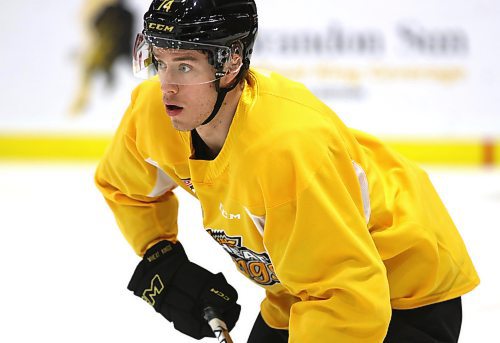 Brandon Wheat Kings forward Brett Hyland, shown at practice, will be making his first visit to the U.S. Division when the team kicks off its annual swing through half of the Western Conference on Friday. (Perry Bergson/The Brandon Sun)