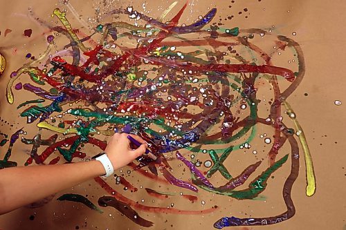 11102023
Girls from &#xc9;cole Secondaire Neelin High School and Prairie Hope High School paint to different types of music to see how the different music alters their artistic style during an International Day of the Girl event at the Art Gallery of Southwestern Manitoba on Wednesday.   
(Tim Smith/The Brandon Sun)