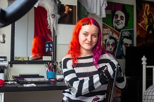 MIKAELA MACKENZIE / WINNIPEG FREE PRESS

Makeup artist Maddy Harms with a bare face after demonstrating three Halloween make-up looks for the Free Press on Wednesday, Oct. 11, 2023. For AV Kitching story.
Winnipeg Free Press 2023.